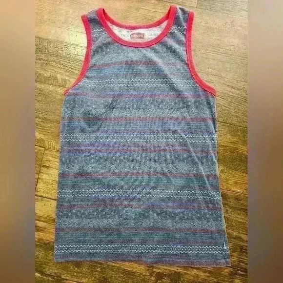 Mens Levi's red white blue tank top S - Picture 1 of 2